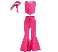 LiUiMiY Cowgirl Costume Girls Hot Pink Kids Disco Outfits Movie Dress up for Halloween Birthday Party Cosplay,8-9 Years(Tag 150)