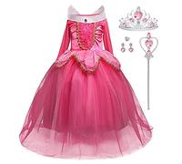 LiUiMiY Girls Princess Dress Up Costume Halloween Carnaval Christmas Cosplay Dress with Accessories Pink, 3-4 Years (Tag 110)