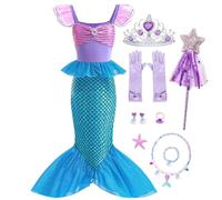 LiUiMiY Mermaid Costume Kids Princess Ariel Dress Up for Little Girls With Accessories Carnival Cosplay Party Out,5-6 Years(Tag 130)
