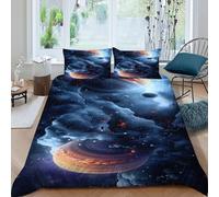 LIUINNO Planet Nebula Bedding Set Theme Bedspread Vast Cosmic Bodies Duvet Cover Set Chic Breathable Comforter Cover for Boys&Girls with Pillowcase King（220x240cm）