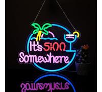 LIUISNEO It's 5:00 Somewhere Neon Sign,Innovative Integral Forming Process,With Dimmable Switch For All Holiday Party and Home Decoration