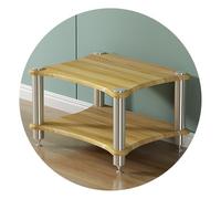 LIUJHGH HiFi Audio Rack Cabinet with Shock-Absorbing Feet, Solid Wood Shelf for Streaming Devices, Amplifiers, Speakers, and Media Storage(Wood,2-Tier)