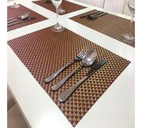 LIUJUAN Placemats And Coaster Sets Simple Modern Placemat Thickened Pvc Placemat Western Placemat Pvc Table Mat Insulated Table Mat-Gold Red (5 Pieces)