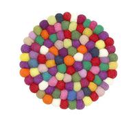 LIUJUAN Placemats And Coaster Sets Wool Felt Coaster Handmade Ball Diy Poke Music Placemat Insulation Pad Pot Mat Felt Ball Wool Drink Coasters Absorbent Thick-A (4 Pieces)