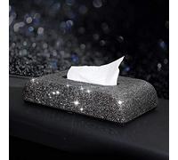 LIUJUAN Tissue Box Cover,Tissue Box Holder Diamond Car Tissue Box Full Crystal Diamante Block Type Tissue Boxes Holder Women Car Styling Auto Accessories-Black