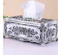 LIUJUAN Tissue Box Cover,Tissue Box Holder,For Home Office Simple Paper Towel Storage Box Acrylic Meal Paper Storage Box Napkins Tray Car Tissue Box-Antique Silver_18.5 * 12.5 * 9.5