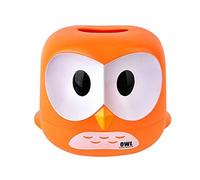 LIUJUAN Tissue Box Cover,Tissue Box Holder Home Kitchen Cute Cartoon Owl Plastic Removable Tissue Box Napkin Roll Paper Holder Case Simple Storage Box Accessories-Orange