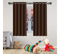 LIUJYUAN Full Blackout Curtains 143 x 161 cm Thermal Insulated Soundproof Thermal Insulated Eyelet Curtains for Classical Bedroom, Brown