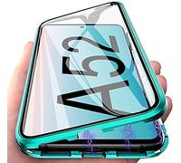 LIUKM Case for Samsung Galaxy A52(5G) 360° Magnetic Cover,Transparent Double Sided Tempered Glass with Shockproof Metal Bumper[Built-in Magnet] One-piece Design Full Body Protective Flip Case,Green