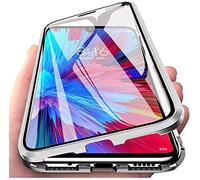 LIUKM Case for Samsung Galaxy A53 5G 360° Magnetic Cover,Transparent Double Sided Tempered Glass with Shockproof Metal Bumper[Built-in Magnet] One-piece Design Full Body Protective Flip Case - Silver