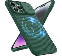 LIUKM iPhone 15 Pro Case - Slide Camera Cover, PC Anti-Shock, Anti-Scratch - Dark Green