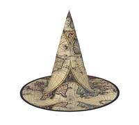 Liulannq Ancient Map World Globe Halloween Christmas Witch Hat, Men'S Funny Party Collocation, Suitable For Setting Off The Festive Atmosphere And Role-Playing, Activities And Performances.
