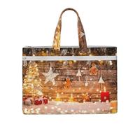Liulannq Christmas Trees Candles Canvas File Bags, Office And Business Portable Leisure Handbags, Study Kits, Storage Bags, Super Durable.