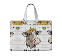 Liulannq Cow Sunflower Farmhouse Canvas File Bags, Office And Business Portable Leisure Handbags, Study Kits, Storage Bags, Super Durable.