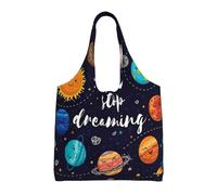 Liulannq Cute Planet One-Shoulder Commuting Canvas Bag, Color Environmental Protection Handbag Can Be Reused, Super Durable And Washable.