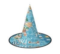 Liulannq Greece Map Halloween Christmas Witch Hat, Men'S Funny Party Collocation, Suitable For Setting Off The Festive Atmosphere And Role-Playing, Activities And Performances.