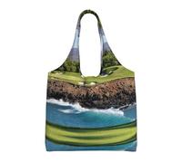 Liulannq Hawaii Beach Golf Course One-Shoulder Commuting Canvas Bag, Color Environmental Protection Handbag Can Be Reused, Super Durable And Washable.