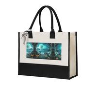 Liulannq Horror Pumpkin Cemetery Elegant Women'S Temperament, Canvas Stitching Handbag