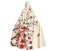 Liulannq Japanese Spring Plum Floral Halloween Unisex Hooded Cloak, Christmas Masquerade Costume, Adult Vampire Witch Costume, Exquisite Accessories.