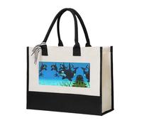 Liulannq Killer Whales Swim Along Elegant Women'S Temperament, Canvas Stitching Handbag