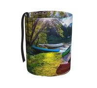 Liulannq Lake With Boats Canoes Park Car Trash Can