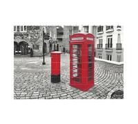 Liulannq London Red Telephone Booth Develop Thinking Enlightenment Education Rectangular Building Block Puzzle, Children'S Health Toy