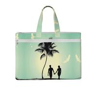 Liulannq Married Couple Walking On The Beach Canvas File Bags, Office And Business Portable Leisure Handbags, Study Kits, Storage Bags, Super Durable.