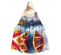 Liulannq Mountain Lake Boat Halloween Unisex Hooded Cloak, Christmas Masquerade Costume, Adult Vampire Witch Costume, Exquisite Accessories.
