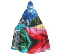 Liulannq Mountain Lake Boats Halloween Unisex Hooded Cloak, Christmas Masquerade Costume, Adult Vampire Witch Costume, Exquisite Accessories.