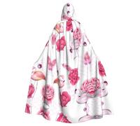 Liulannq Pink Flamingos Halloween Unisex Hooded Cloak, Christmas Masquerade Costume, Adult Vampire Witch Costume, Exquisite Accessories.