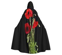 Liulannq Red Flower Halloween Unisex Hooded Cloak, Christmas Masquerade Costume, Adult Vampire Witch Costume, Exquisite Accessories.