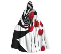 Liulannq Red Flower Vortex Spiral Halloween Unisex Hooded Cloak, Christmas Masquerade Costume, Adult Vampire Witch Costume, Exquisite Accessories.