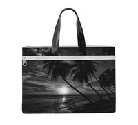 Liulannq Sea And Tree In The Night Canvas File Bags, Office And Business Portable Leisure Handbags, Study Kits, Storage Bags, Super Durable.