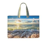 Liulannq Sea On The Boards Canvas File Bags, Office And Business Portable Leisure Handbags, Study Kits, Storage Bags, Super Durable.