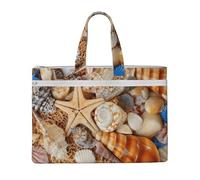 Liulannq Seashell Landscape On The Beach Canvas File Bags, Office And Business Portable Leisure Handbags, Study Kits, Storage Bags, Super Durable.