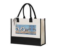 Liulannq Seashell Starfish Elegant Women'S Temperament, Canvas Stitching Handbag