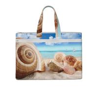 Liulannq Seashells By The Seashore Canvas File Bags, Office And Business Portable Leisure Handbags, Study Kits, Storage Bags, Super Durable.