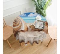 Liulannq Seashells By The Seashore Tablecloth,Round Decorative Long Tablecloth 60in