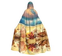 Liulannq Seashells On The Sandy Beach Halloween Unisex Hooded Cloak, Christmas Masquerade Costume, Adult Vampire Witch Costume, Exquisite Accessories.