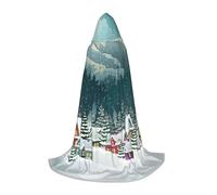 Liulannq Snow Covered Village Town Unisex Hooded Colorful Cloak Cloak, Devil Witch Costume Halloween Robe Accessories, Performance Costumes