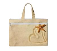 Liulannq Starfish In The Sand Canvas File Bags, Office And Business Portable Leisure Handbags, Study Kits, Storage Bags, Super Durable.