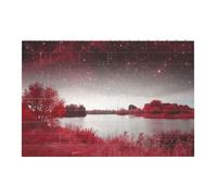 Liulannq Starry Aky Red Landscape Develop Thinking Enlightenment Education Rectangular Building Block Puzzle, Children'S Health Toy