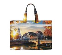 Liulannq Strasbourg Sundown Canvas File Bags, Office And Business Portable Leisure Handbags, Study Kits, Storage Bags, Super Durable.