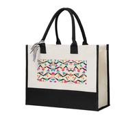 Liulannq Striped Abstract Colorful Elegant Women'S Temperament, Canvas Stitching Handbag