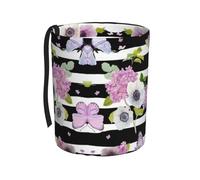 Liulannq Striped Flower Butterfly Car Trash Can