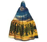 Liulannq Sunflower Field 1 Halloween Unisex Hooded Cloak, Christmas Masquerade Costume, Adult Vampire Witch Costume, Exquisite Accessories.