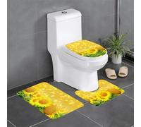 Liulannq Sunflower Field Flannel Non-Slip Mat Set Of Three, Soft And Skin-Friendly, Absorbent And Non-Slip, Easy To Take Care Of.Enjoy Every Second Of Warmth.