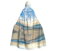 Liulannq The Beach With Sea Birds Halloween Unisex Hooded Cloak, Christmas Masquerade Costume, Adult Vampire Witch Costume, Exquisite Accessories.