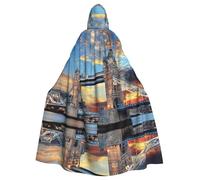 Liulannq Tower Bridge In London Halloween Unisex Hooded Cloak, Christmas Masquerade Costume, Adult Vampire Witch Costume, Exquisite Accessories.