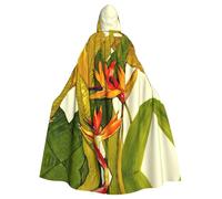 Liulannq Tropical Bird Of Paradise Halloween Unisex Hooded Cloak, Christmas Masquerade Costume, Adult Vampire Witch Costume, Exquisite Accessories.